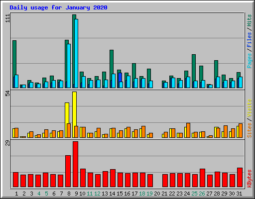 Daily usage for January 2020